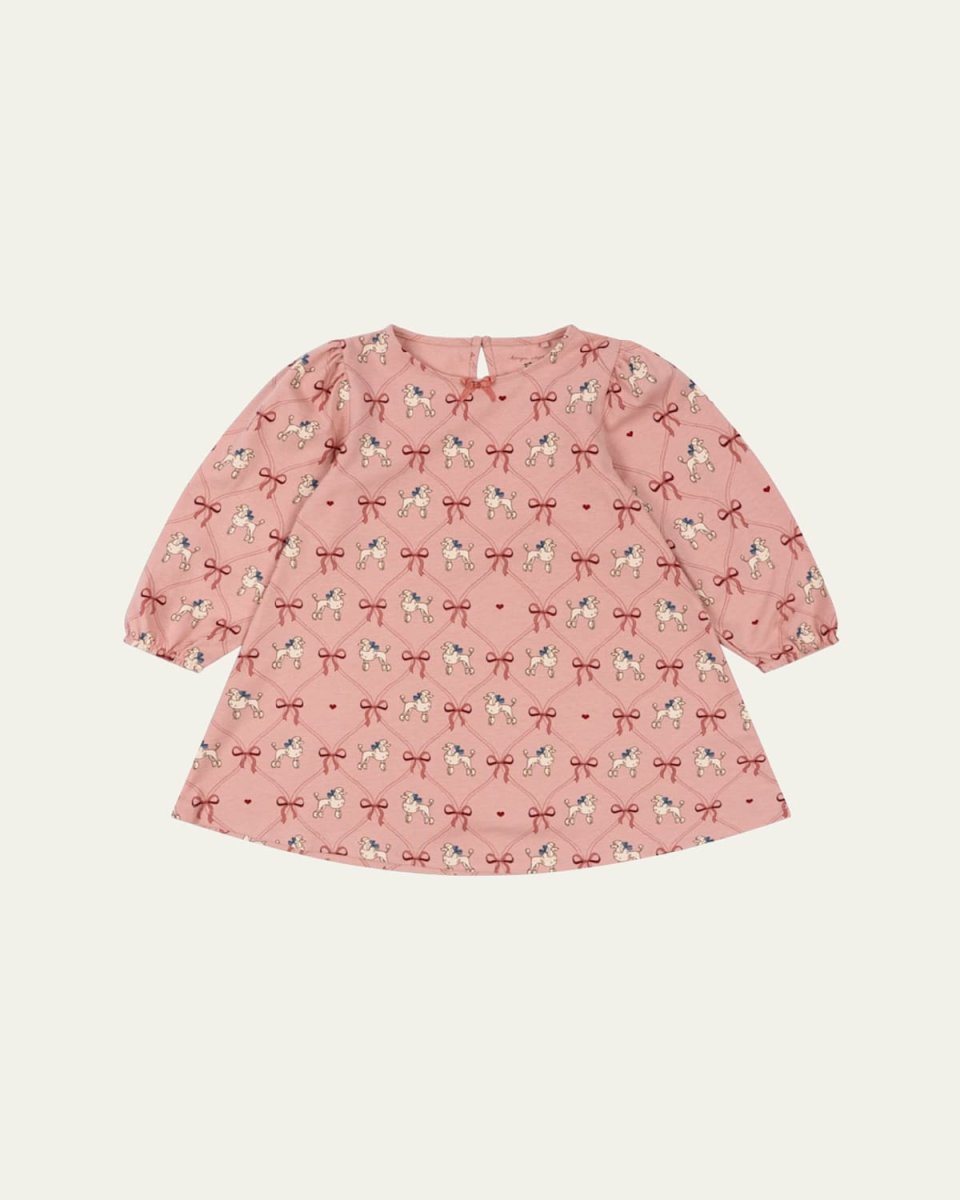 Girl's Drey Poodles & Bows Printed Dress, Size 12M